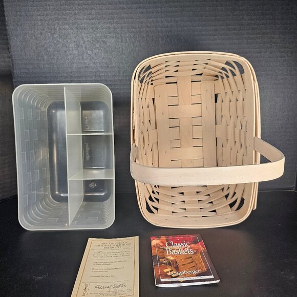 Longaberger, 2001 Spring Basket White Wash Protector and Divided Utensil Caddy - Picture 3 of 10